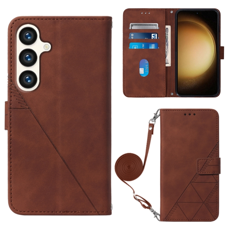 

For Samsung Galaxy S24+ 5G Crossbody 3D Embossed Flip Leather Phone Case(Brown)