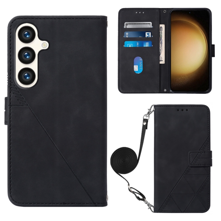 

For Samsung Galaxy S24+ 5G Crossbody 3D Embossed Flip Leather Phone Case(Black)