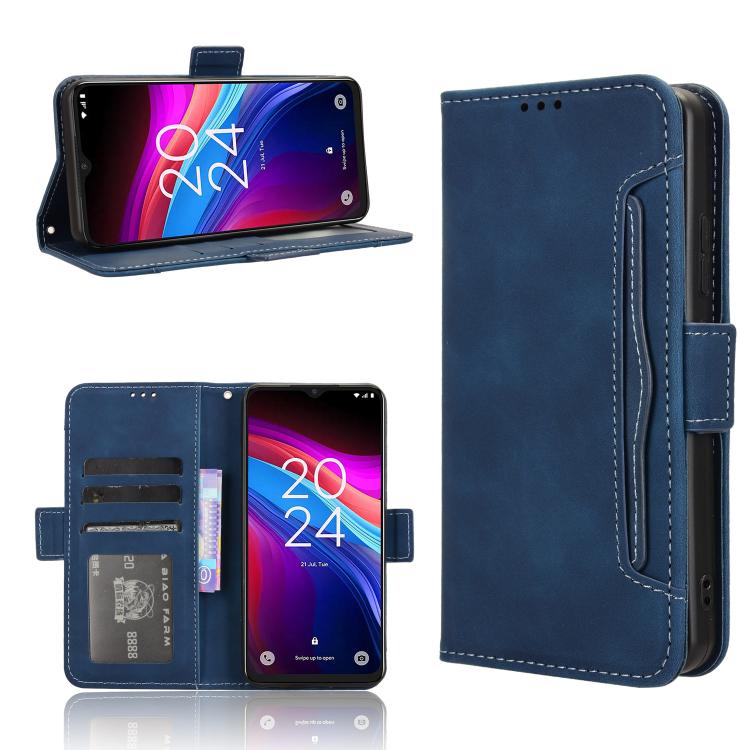 

For TCL 503 Skin Feel Calf Texture Card Slots Leather Phone Case(Blue)