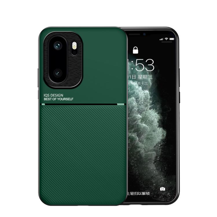 For OnePlus Ace 6 / Ace 6T / 15R Classic Tilt Strip Grain Magnetic PC Hybrid TPU Phone Case(Green)