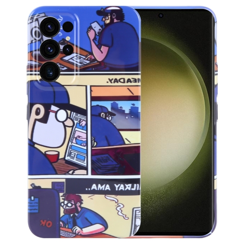 

For Samsung Galaxy S23 Ultra 5G Painted Pattern Precise Hole PC Phone Case(Working Comics)