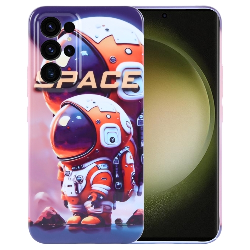 

For Samsung Galaxy S23 Ultra 5G Painted Pattern Precise Hole PC Phone Case(Orange Astronaut)