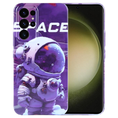 

For Samsung Galaxy S23 Ultra 5G Painted Pattern Precise Hole PC Phone Case(Purple Astronaut)