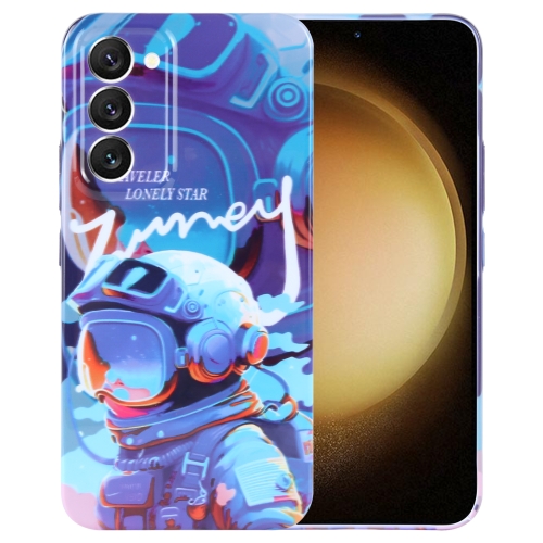

For Samsung Galaxy S23+ 5G Painted Pattern Precise Hole PC Phone Case(Blue Paint Astronaut)