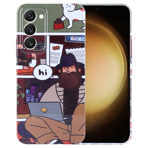 

For Samsung Galaxy S23+ 5G Painted Pattern Precise Hole PC Phone Case(Holiday Uncle)