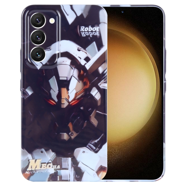 

For Samsung Galaxy S23+ 5G Painted Pattern Precise Hole PC Phone Case(Grey Robot)