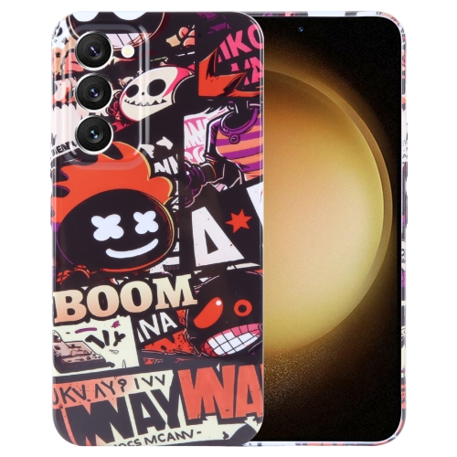 

For Samsung Galaxy S23+ 5G Painted Pattern Precise Hole PC Phone Case(Orange Comics)