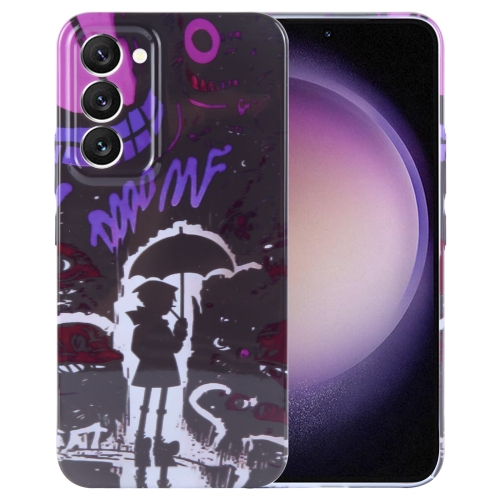 

For Samsung Galaxy S23 5G Painted Pattern Precise Hole PC Phone Case(Black Purple Umbrella Boy)