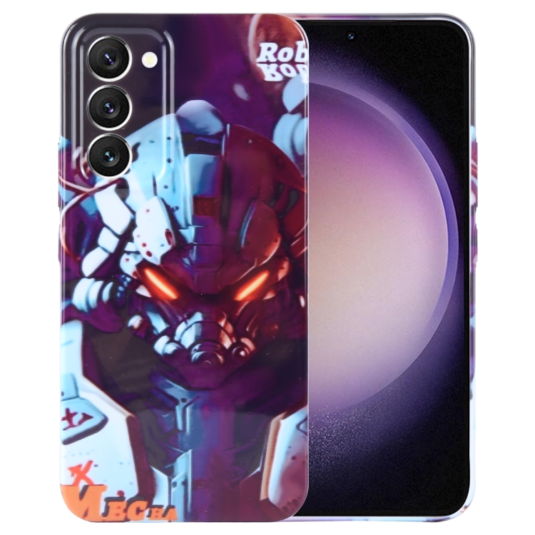 

For Samsung Galaxy S23 5G Painted Pattern Precise Hole PC Phone Case(Orange Robot)