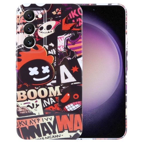 

For Samsung Galaxy S23 5G Painted Pattern Precise Hole PC Phone Case(Orange Comics)