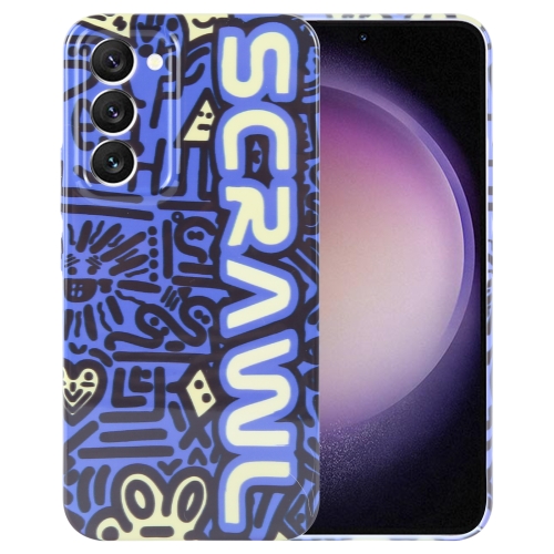 

For Samsung Galaxy S23 5G Painted Pattern Precise Hole PC Phone Case(Blue SCR)