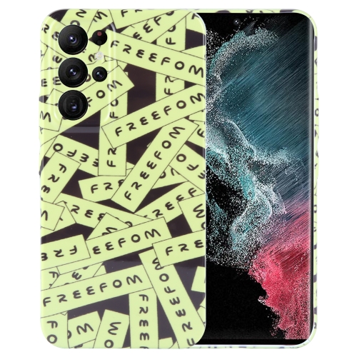 

For Samsung Galaxy S22 Ultra 5G Painted Pattern Precise Hole PC Phone Case(Green Label)