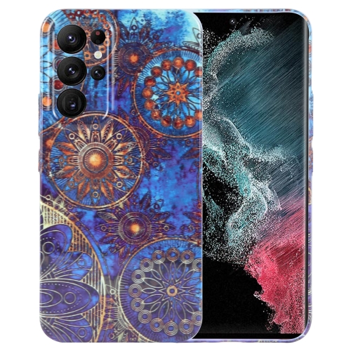 

For Samsung Galaxy S22 Ultra 5G Painted Pattern Precise Hole PC Phone Case(Abstract Flower)