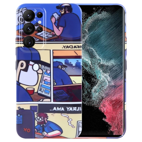 

For Samsung Galaxy S22 Ultra 5G Painted Pattern Precise Hole PC Phone Case(Working Comics)