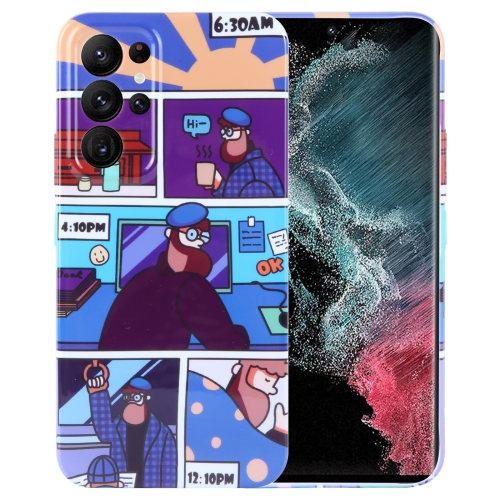 

For Samsung Galaxy S22 Ultra 5G Painted Pattern Precise Hole PC Phone Case(Working Uncle)