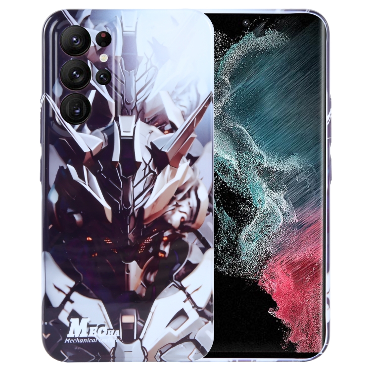 

For Samsung Galaxy S22 Ultra 5G Painted Pattern Precise Hole PC Phone Case(Golden Robot)