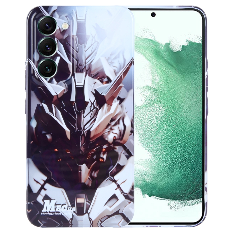 

For Samsung Galaxy S22+ 5G Painted Pattern Precise Hole PC Phone Case(Golden Robot)