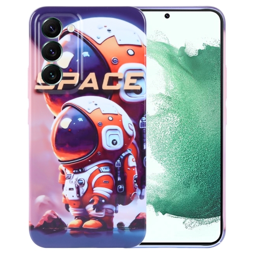 

For Samsung Galaxy S22+ 5G Painted Pattern Precise Hole PC Phone Case(Orange Astronaut)