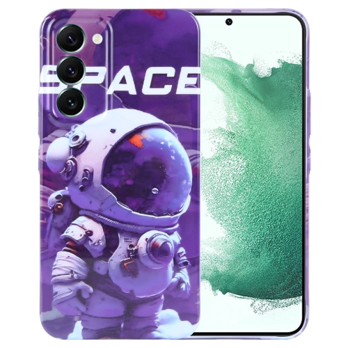 

For Samsung Galaxy S22+ 5G Painted Pattern Precise Hole PC Phone Case(Purple Astronaut)