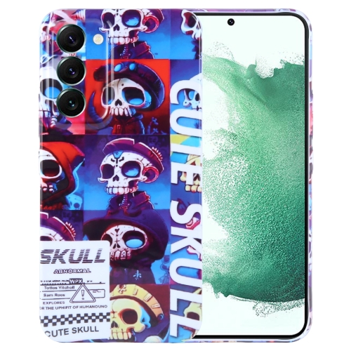 

For Samsung Galaxy S22+ 5G Painted Pattern Precise Hole PC Phone Case(Cute Skull)