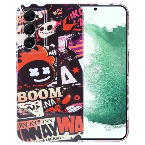 

For Samsung Galaxy S22+ 5G Painted Pattern Precise Hole PC Phone Case(Orange Comics)