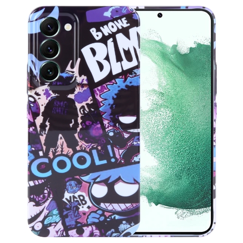 

For Samsung Galaxy S22+ 5G Painted Pattern Precise Hole PC Phone Case(Purple Comics)