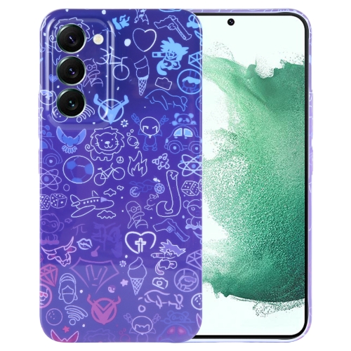 

For Samsung Galaxy S22+ 5G Painted Pattern Precise Hole PC Phone Case(Red Blue Graffiti)