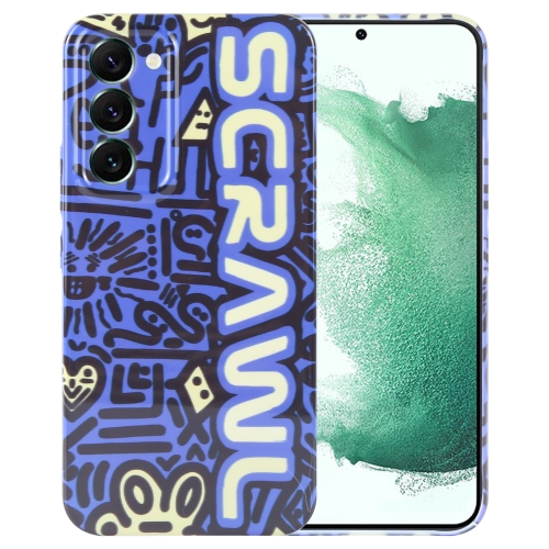 

For Samsung Galaxy S22+ 5G Painted Pattern Precise Hole PC Phone Case(Blue SCR)