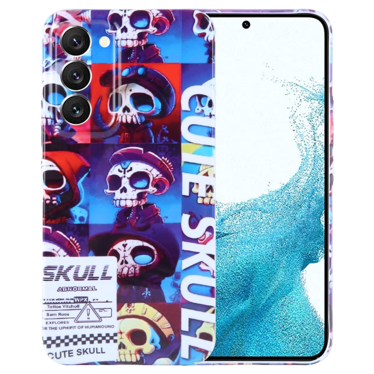 

For Samsung Galaxy S22 5G Painted Pattern Precise Hole PC Phone Case(Cute Skull)