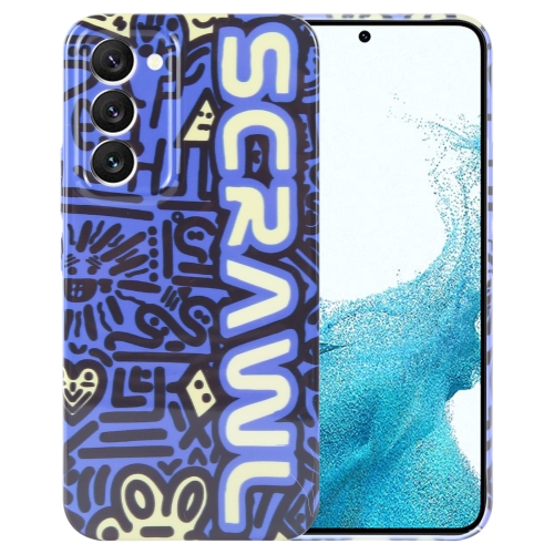 

For Samsung Galaxy S22 5G Painted Pattern Precise Hole PC Phone Case(Blue SCR)