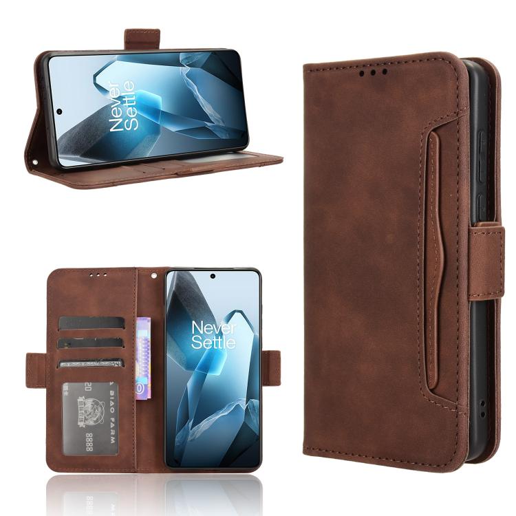 

For OnePlus 13 5G Skin Feel Calf Texture Card Slots Leather Phone Case(Brown)