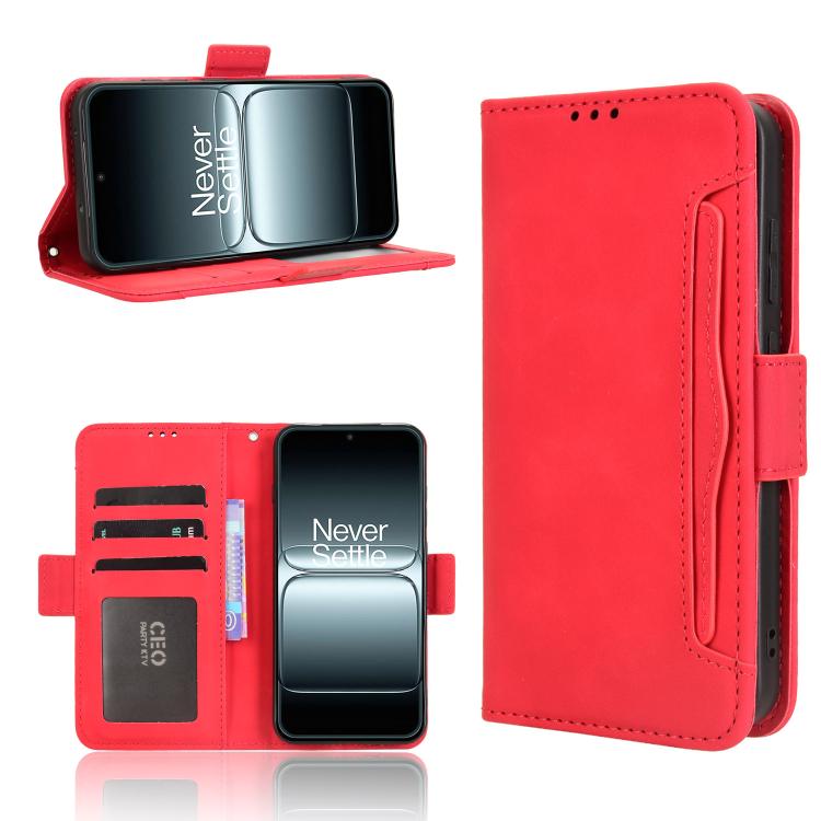 

For OnePlus 13T Skin Feel Calf Texture Card Slots Leather Phone Case(Red)