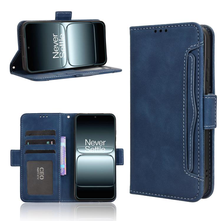 

For OnePlus 13T Skin Feel Calf Texture Card Slots Leather Phone Case(Blue)