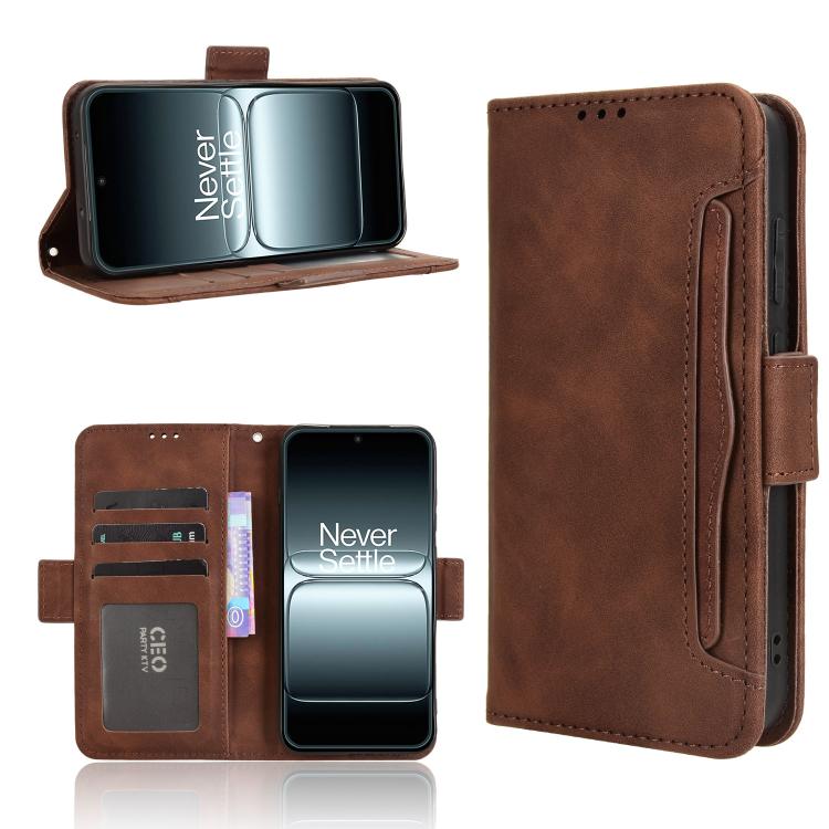 

For OnePlus 13T Skin Feel Calf Texture Card Slots Leather Phone Case(Brown)