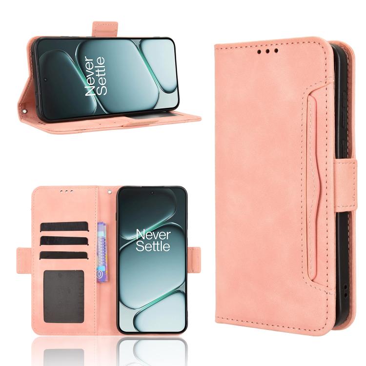 

For OnePlus Ace 6 Skin Feel Calf Texture Card Slots Leather Phone Case(Pink)