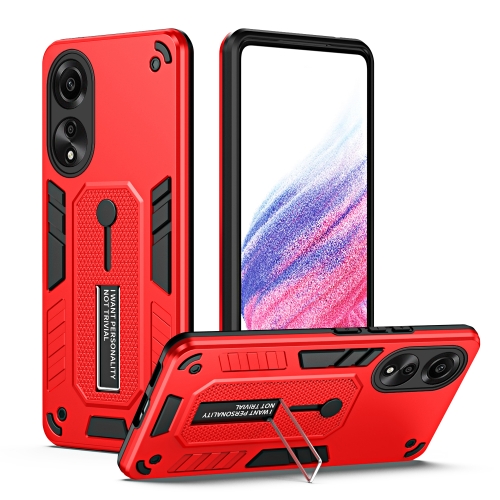 

For OPPO A78 4G Variety Brave Armor Finger Loop Holder Phone Case(Red)