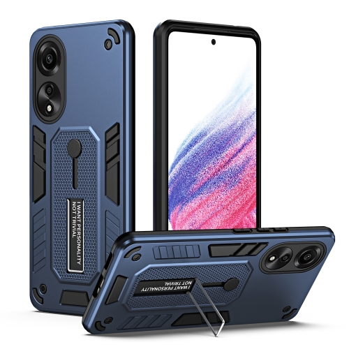 

For OPPO A78 4G Variety Brave Armor Finger Loop Holder Phone Case(Blue)
