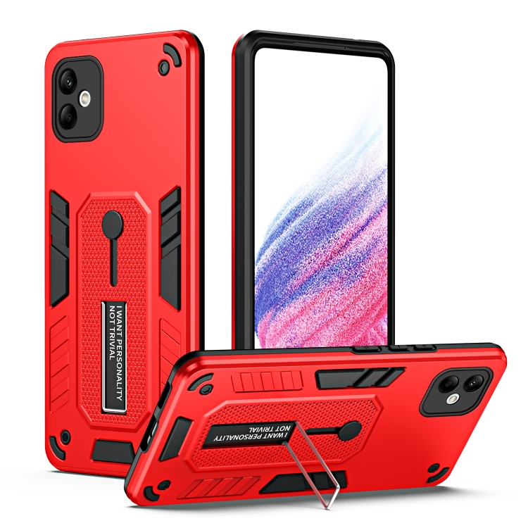 

For Samsung Galaxy A05 Variety Brave Armor Finger Loop Holder Phone Case(Red)