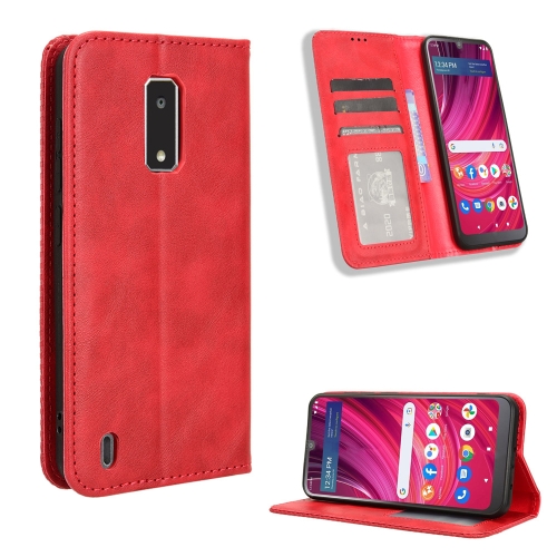 

For BLU View 4 / View 2 202 Magnetic Buckle Retro Texture Leather Phone Case(Red)