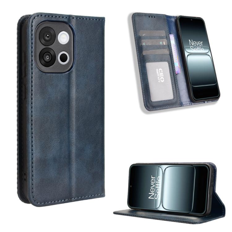 

For OnePlus 13T Magnetic Buckle Retro Texture Leather Phone Case(Blue)