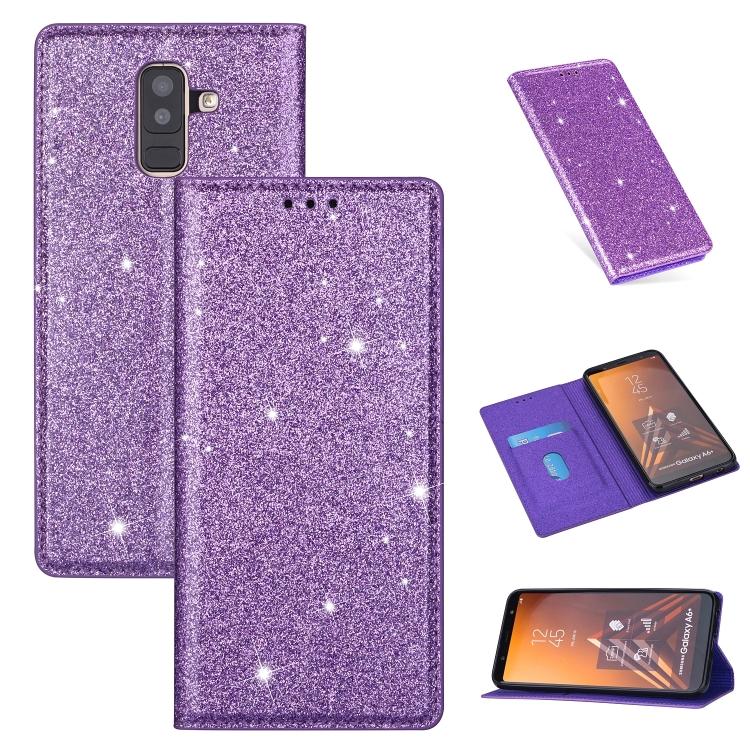 

For Samsung Galaxy A6+ / J8 (2018) Ultrathin Glitter Magnetic Horizontal Flip Leather Case with Holder & Card Slots(Purple)