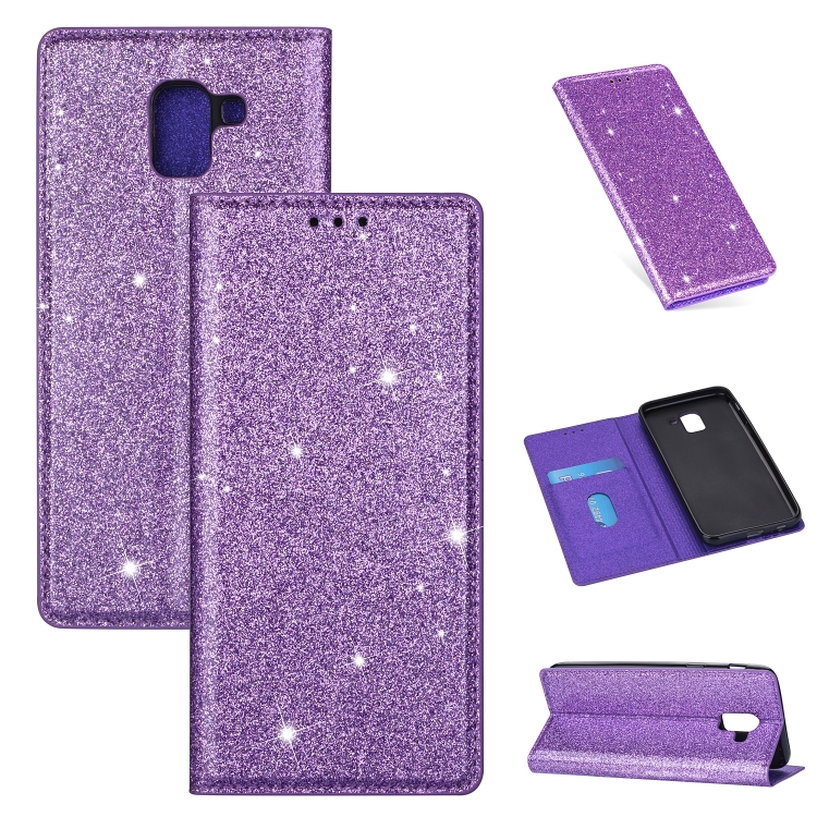 

For Samsung Galaxy J6 (2018) Ultrathin Glitter Magnetic Horizontal Flip Leather Case with Holder & Card Slots(Purple)