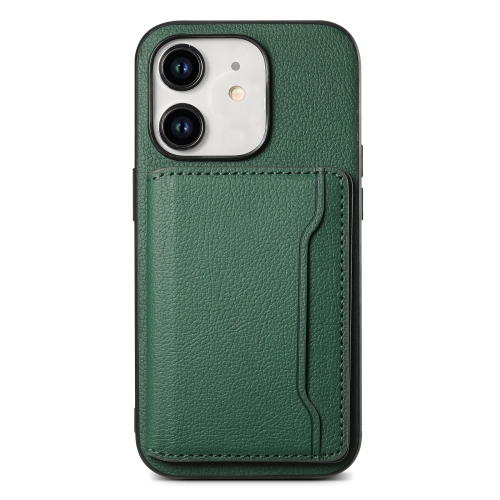 

For iPhone 11 Calf Texture Card Bag Design Full Coverage Phone Case(Green)