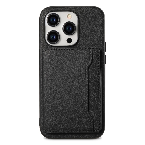 

For iPhone 11 Pro Calf Texture Card Bag Design Full Coverage Phone Case(Black)