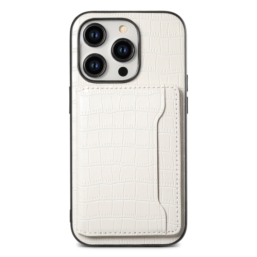 

For iPhone 11 Pro Crocodile Texture Card Bag Design Full Coverage Phone Case(White)