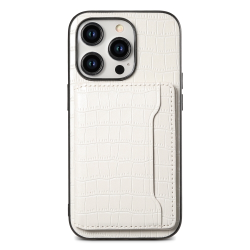 

For iPhone 12 Pro Max Crocodile Texture Card Bag Design Full Coverage Phone Case(White)
