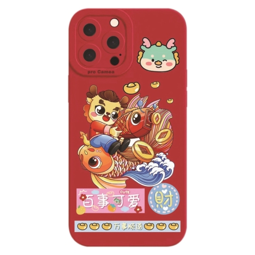 For iPhone 14 Pro Cartoon Year of the Dragon Chinese Style Silicone Phone Case(Pepsi Cute)