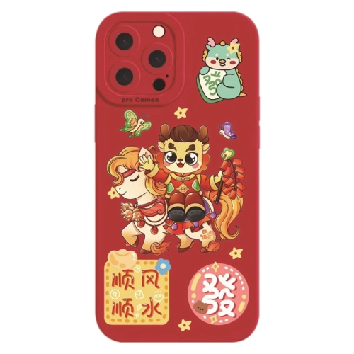 

For iPhone 13 Pro Max Cartoon Year of the Dragon Chinese Style Silicone Phone Case(Smooth Sailing)