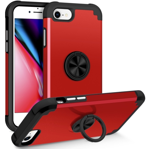 

For iPhone SE 2022 / 2020 / 8 / 7 L2 Rotating Ring Holder Magnetic Phone Case(Red)