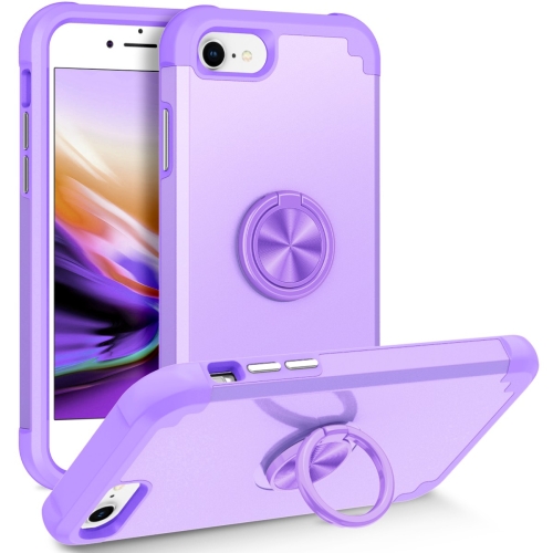 

For iPhone SE 2022 / 2020 / 8 / 7 L2 Rotating Ring Holder Magnetic Phone Case(Light Purple)